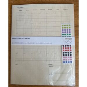Noted by Post-it Perpetual Calendar Planner Dots Cream 9.5x12 30 Sheets 3M NEW